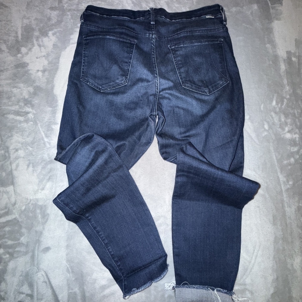 Mother High Waisted Looker Ankle Fray Jeans Tongue and Chic Dark Wash Size 31
